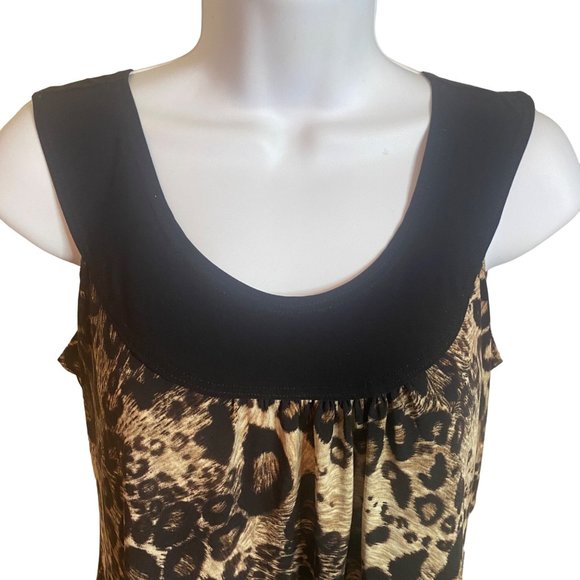 Claudia Richard black and brown leopard print blouse size M - Picture 7 of 8